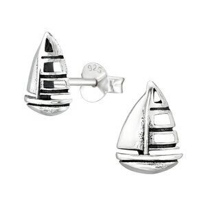 Sterling Silver Tiny Stud Sailboat Earrings